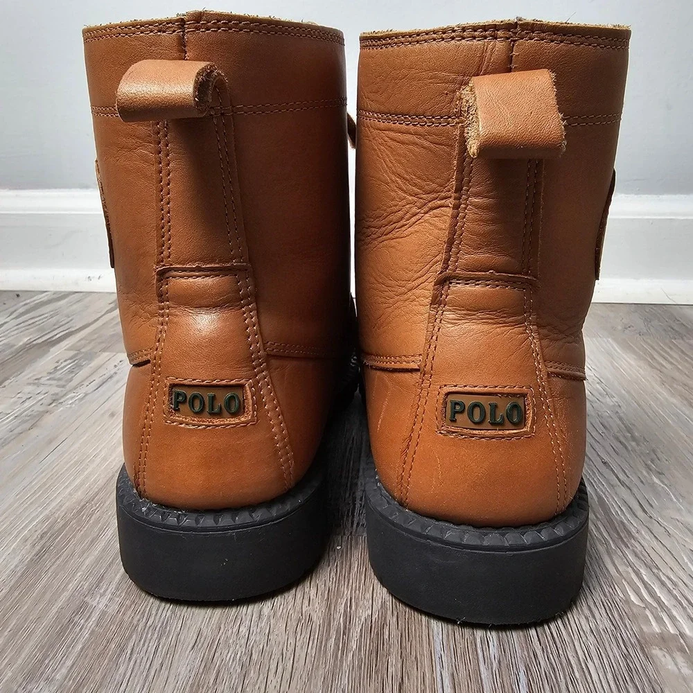 Polo Ralph Lauren Ranger Hi II Leather Boots Boys 4.5 Tan Womens 6 990908